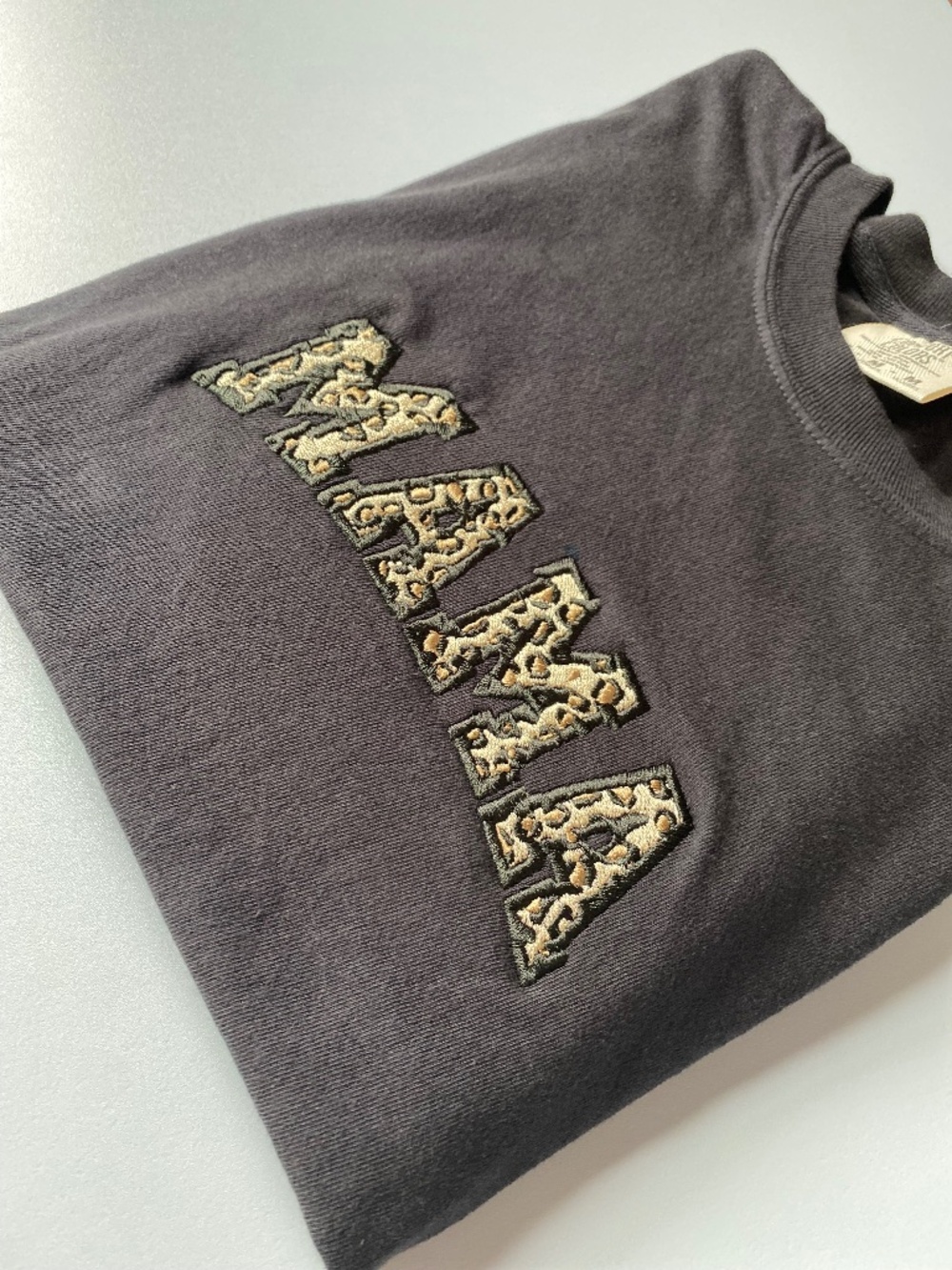 Embroidered leopard print MaMa Cotton comfort colors Tshirt